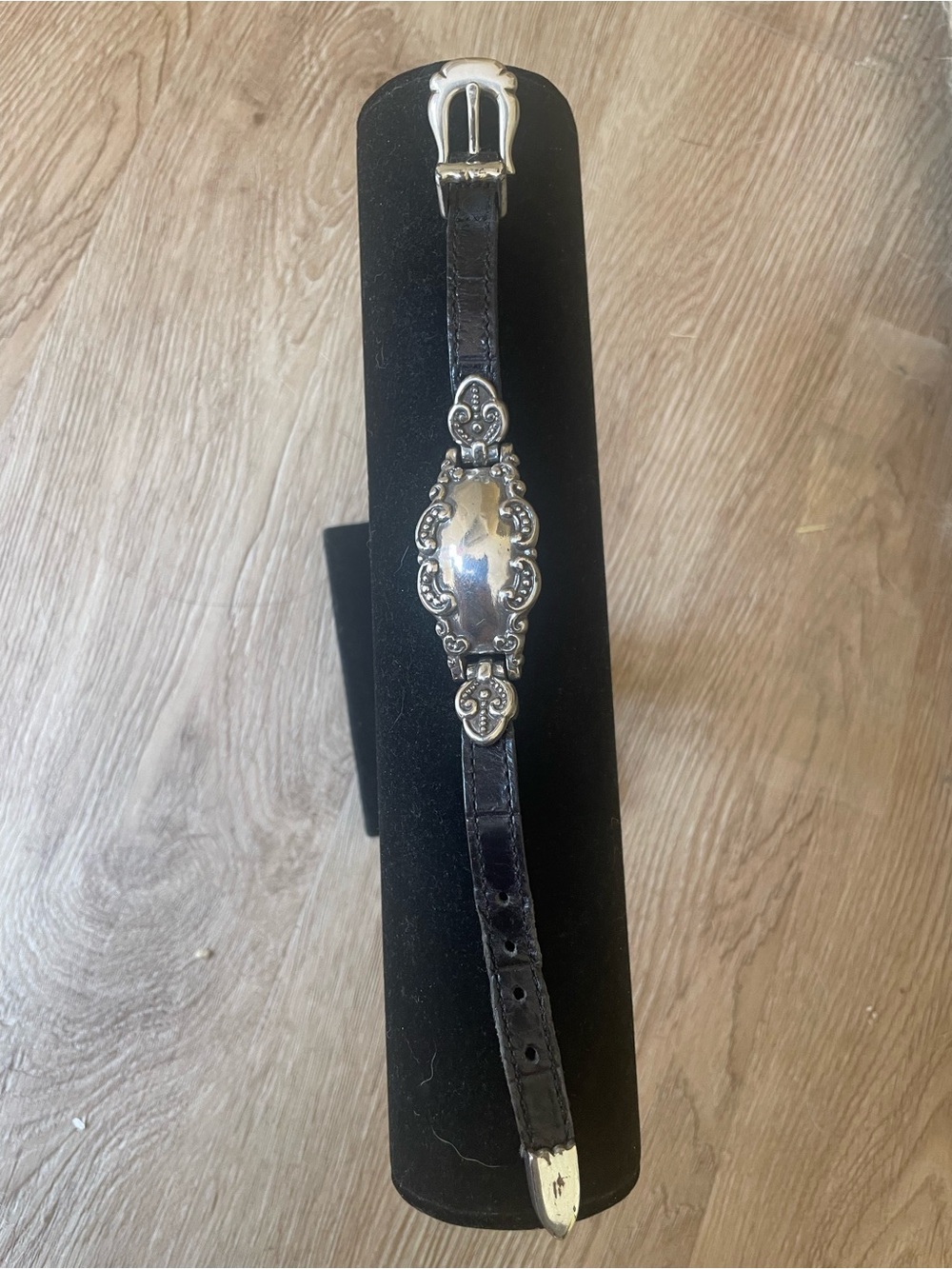 Brighton Black Leather Bracelet with Silver Decorative Plate